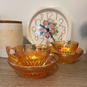 Vintage Iridescent Peach Tea Cup Set ✨☕️✨